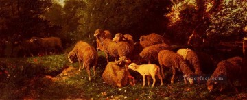 シャルル・エミール・ジャック Painting - Les Moutons Dans Le SousBios アニマルリエ シャルル エミール ジャック